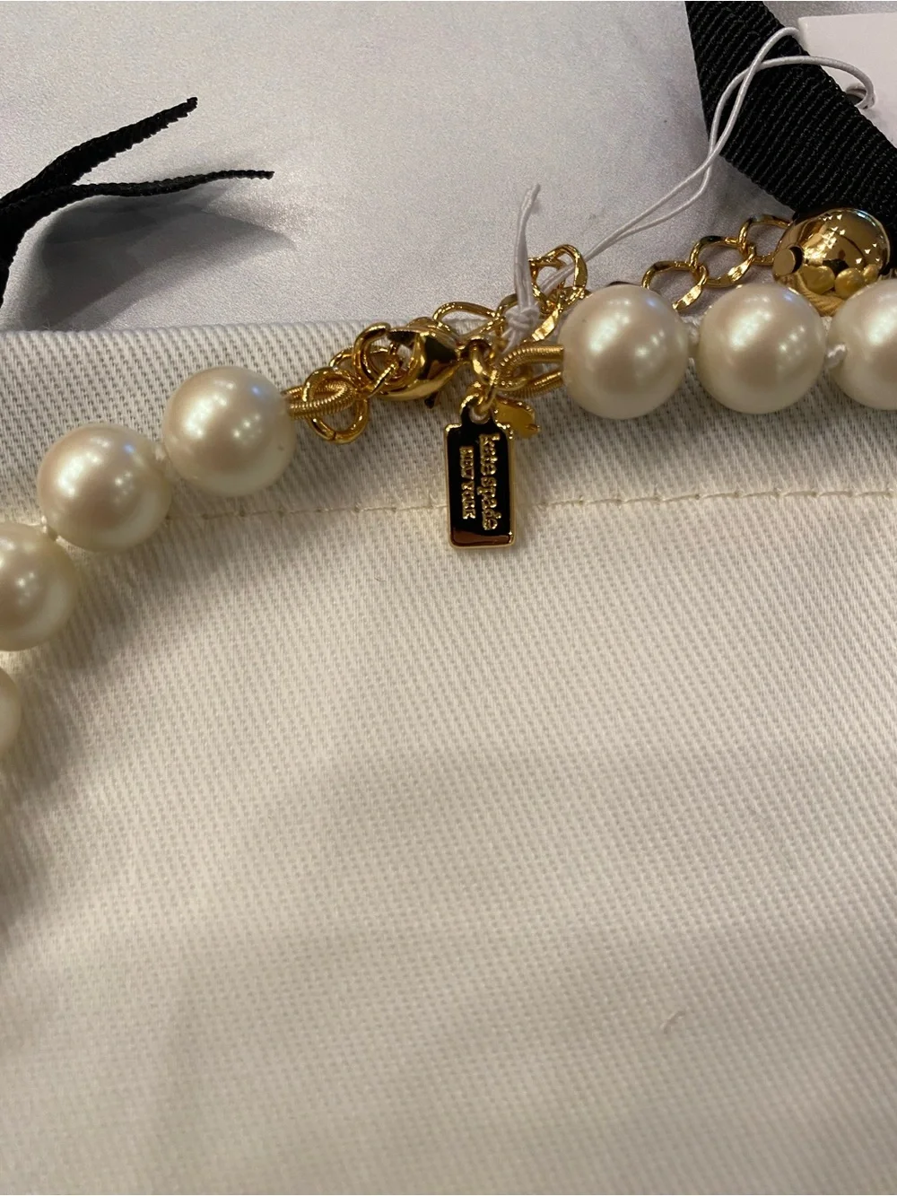 KATE SPADE Anchors Away Gold Pearl Necklace Delta Gamma